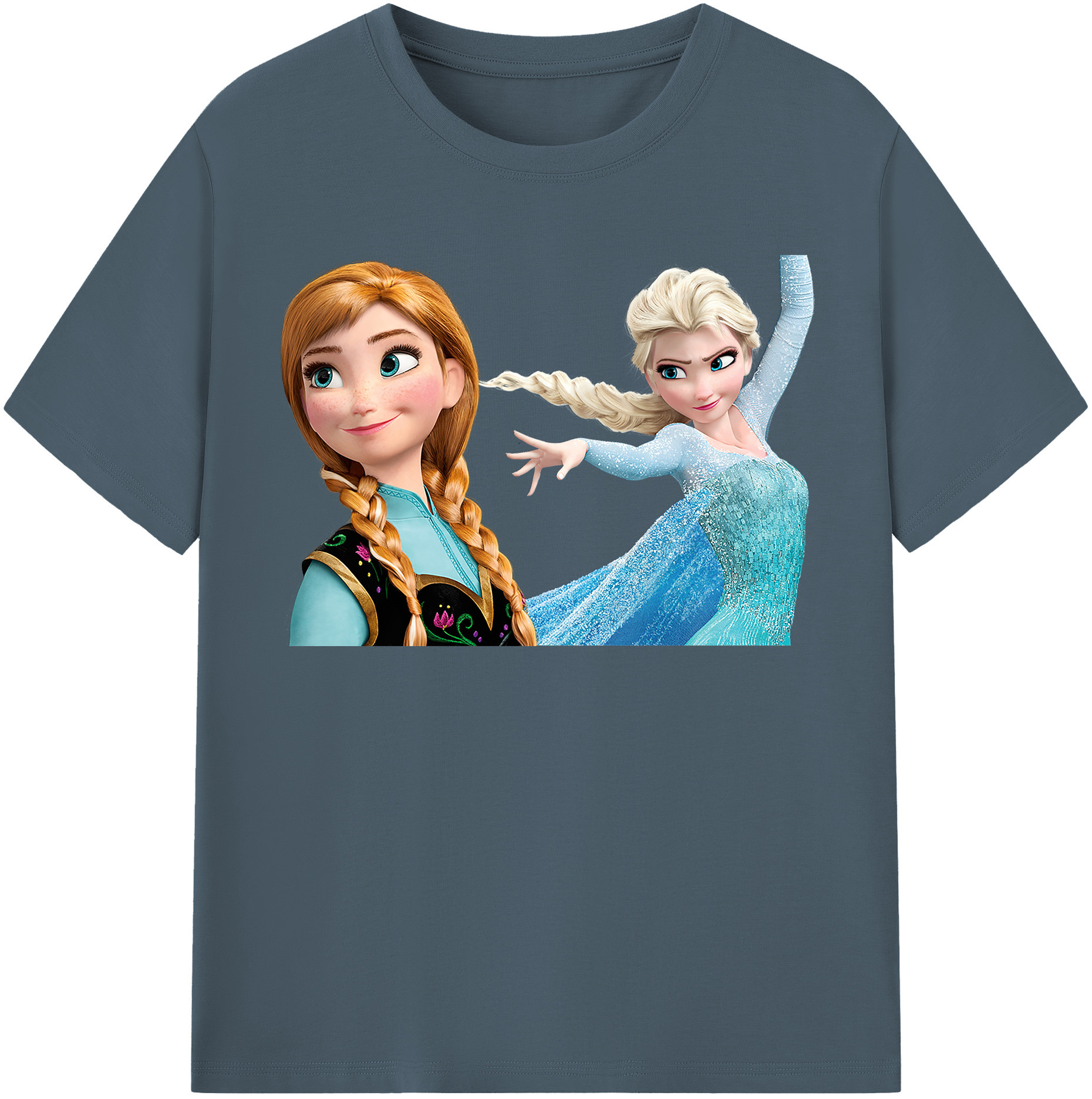 （画像用） アナと雪の女王 アンナ エルサ Frozen Anna Elsa 綿100％半袖Tシャツ（フロントプリント）